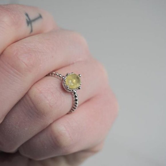 Untreated Raw Yellow Sapphire Sterling Silver Ring - Picture 8 of 8